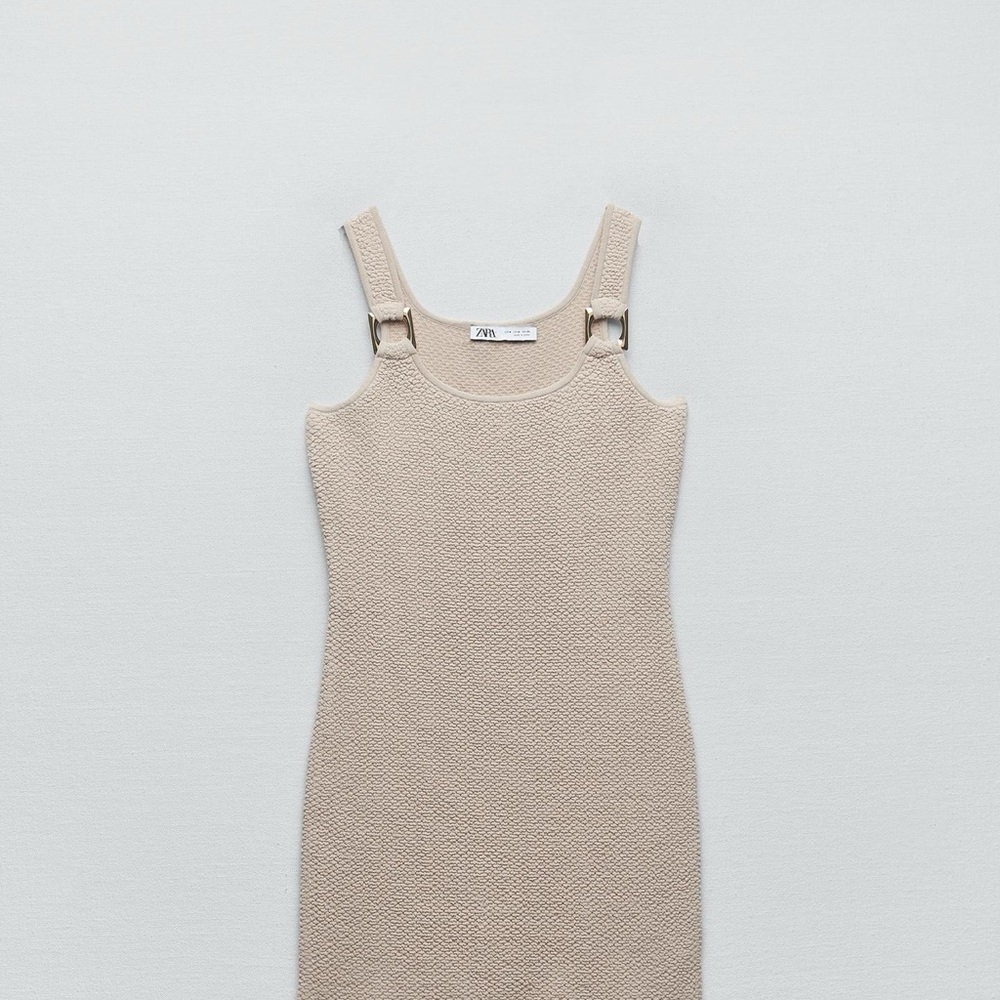 Zara Taupe Textured Mini Dress